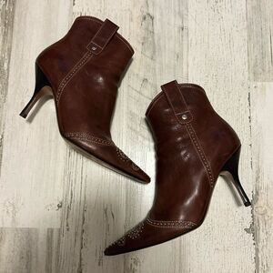 Vintage Brown Leather Heeled Boots